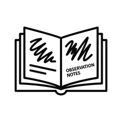 Open Notebook with Observation Notes Outline Icon
