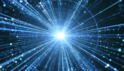 Obraz premium Abstract particle lines converging toward light high resolution photo