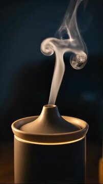 Gentle white steam gracefully rising from a diffuser.