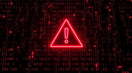 Red alert security warning cybersecurity threat detection system error binary code background technology concept