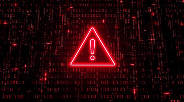 Red alert security warning cybersecurity threat detection system error binary code background technology concept