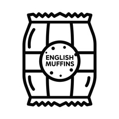 Simple line art illustration of a bag of english muffins with text label