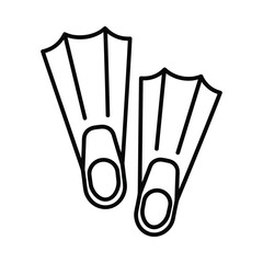 Simple line art illustration of two black flippers for swimming or diving © NorStock
