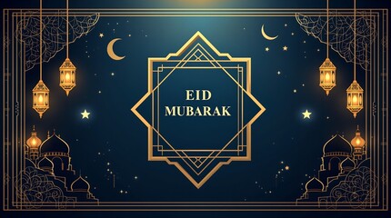 Celebrate eid mubarak with elegant design elements and islamic greetings for a festive occasion