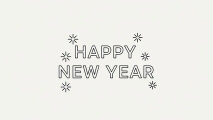 Simple hand drawn happy new year text with stars