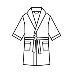 Naklejka premium Simple line drawing of a classic bathrobe with belt and pockets