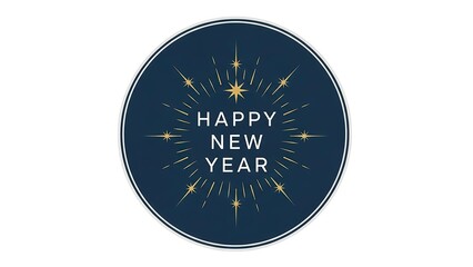 Happy new year oval badge with starburst and confetti