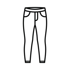 Simple outline drawing of a pair of jeans on a white background