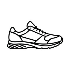 Clean line art illustration of a modern athletic running shoe