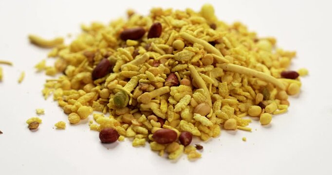 Bombay mix or Chanachur or Chiwda or farsan also known as khatta meetha chivda is an Indian snack mix, popular tea-time food from India