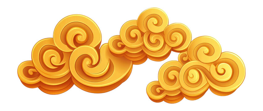 PNG Chinese Auspicious clouds illustration pattern gold.
