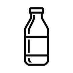 Simple black and white line art icon of a glass bottle with a label area