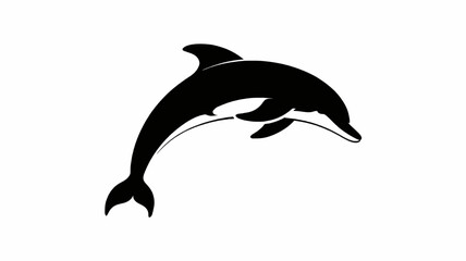 Naklejka premium Black silhouette of a dolphin leaping out of the water