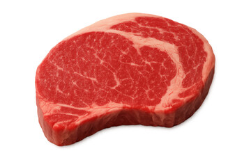 Obraz premium Raw ribeye steak on transparent background, preparing healthy protein rich beef for grilling or cooking, fresh uncooked meat