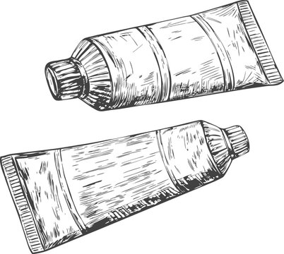 Hand-drawn or illustrated paint tube, showing its cap and vibrant contents. Ideal for art, painting, creative design, illustration, studio, and artistic supply visuals.