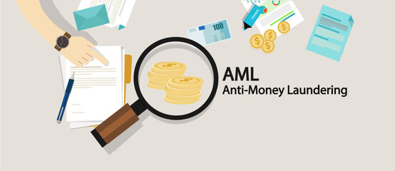 AML Anti-Money Laundering Concept: Financial Investigation Vector