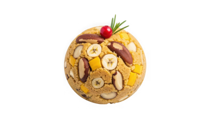 Whimsical easter egg sculpture crafted from assorted nuts and dried fruits