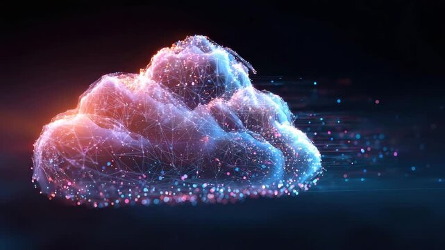 digital cloud in web space illustrated animation