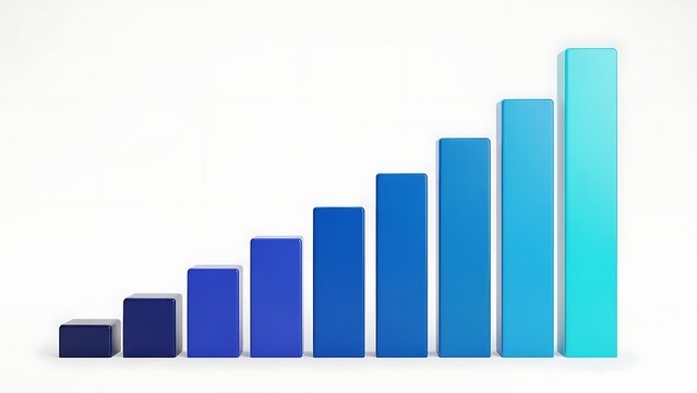 Rising blue bar chart showing upward trend