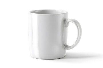 Empty white coffee mug on a table ready for a warm beverage at home or office