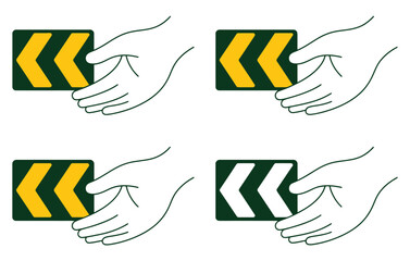 Hands present directional signs indicating different options or pathways