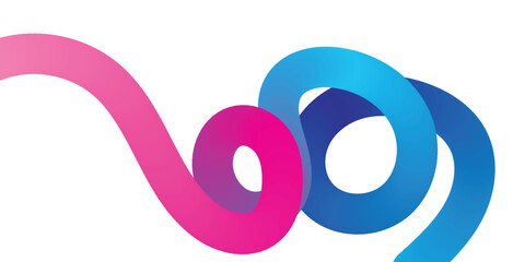 Obraz premium Modern abstract illustration with vibrant flowing gradient pink and blue lines, creating dynamic loops.