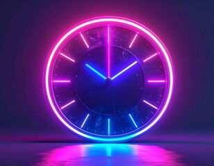 Illuminating Time: A Vibrant Neon Clock Displaying a Modern Abstract Concept