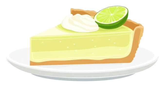 PNG Key lime pie in a plate illustration dessert cream.