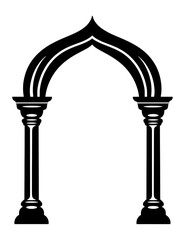 Naklejka premium PNG Simple indian arch pillar linear illustration design black.