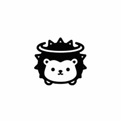 Cute cartoon hedgehog with crown and spikes.