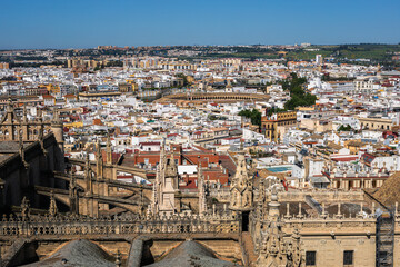 scenes of the medieval city of Seville spain