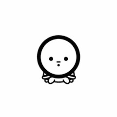 Minimalist black and white cute cartoon character icon.