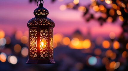 Ramadan kareem lantern decoration islamic ornament eid mubarak background celebration festival light design