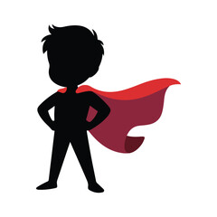 Little Hero with Red Cape Silhouette