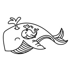 Whale and her son stroke