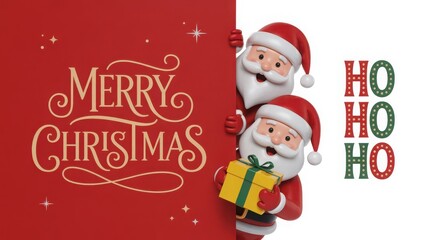 Merry christmas with santa claus and ho ho ho