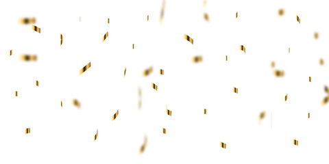 Obraz premium Abstract golden confetti falling down bokeh glitter and zigzag ribbon on transparent background. Design for holyday and celebration background. 