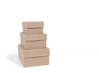 Cardboard boxes. Brown carton package isolated on white background. Boxes for shipping delivery. 