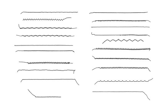 Machine stitch clip art set on white background