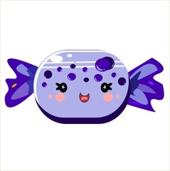 Adorable cartoon candy with a blueberry theme. Perfect for sweet treats, children's designs, and joyful illustrations.