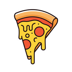 A single slice of pizza with melting cheese and pepperoni toppings food