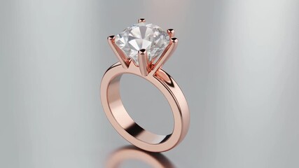 Elegant rose gold diamond engagement ring sparkling luxury proposal jewelry video - Powered by Adobe