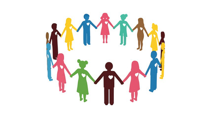 Circle of diverse people holding hands  love and unity concept vector