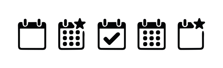 Calendar and time management icons set . Vector illustration.