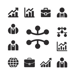 Finance and analytics icons set . Vector illustration.