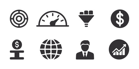Finance and analytics icons set . Vector illustration.
