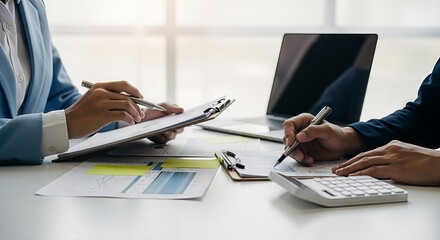 Collaborative financial assessment involving calculator and data analysis for strategies