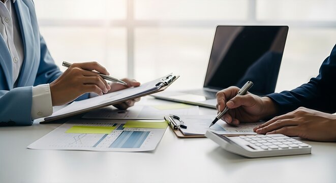 Collaborative financial assessment involving calculator and data analysis for strategies