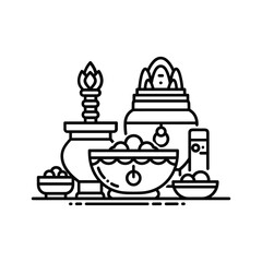 Traditional Indian Festive Offerings and Ritual Items