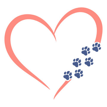 Heart with dog footprints flat